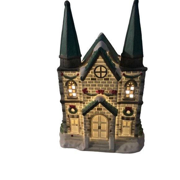 Trim a Home Lighted Village Church Ceramic - Picture 2 of 16